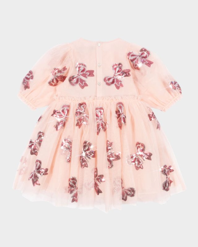 Girl's Yvonne Tulle Embellished Bows Fairy Dress, Size 18M-10